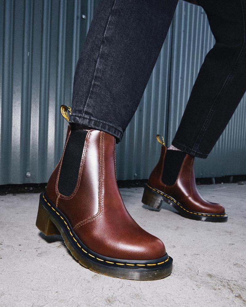 Dr Martens Cadence Læder Hæl Ankelstøvler Dame Brune | DK 45ZUT